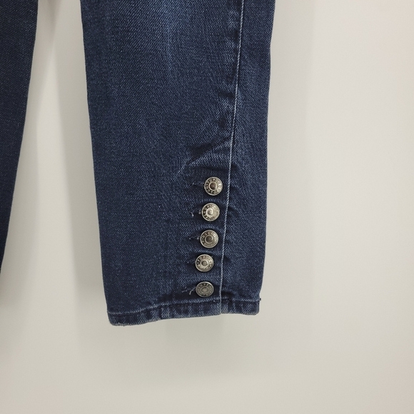 Topshop Moto Womens Dark Wash Faded Jeans With 5 Button Front & Leg Size 26 - Picture 6 of 10